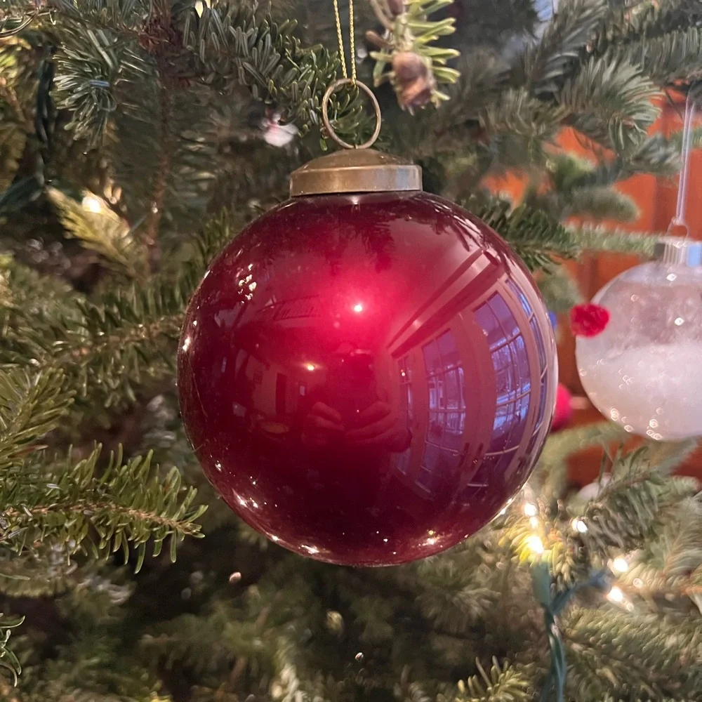 Vintage Restoration Hardware Red Glass Christmas Ornament